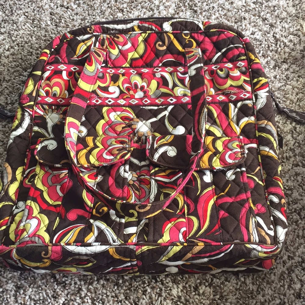 Vera Bradley shoulder work bag brown and red